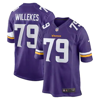 mens nike kenny willekes purple minnesota vikings game jers